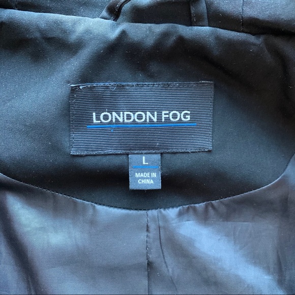 London Fog Long Hooded Raincoat Black Large - Picture 6 of 10